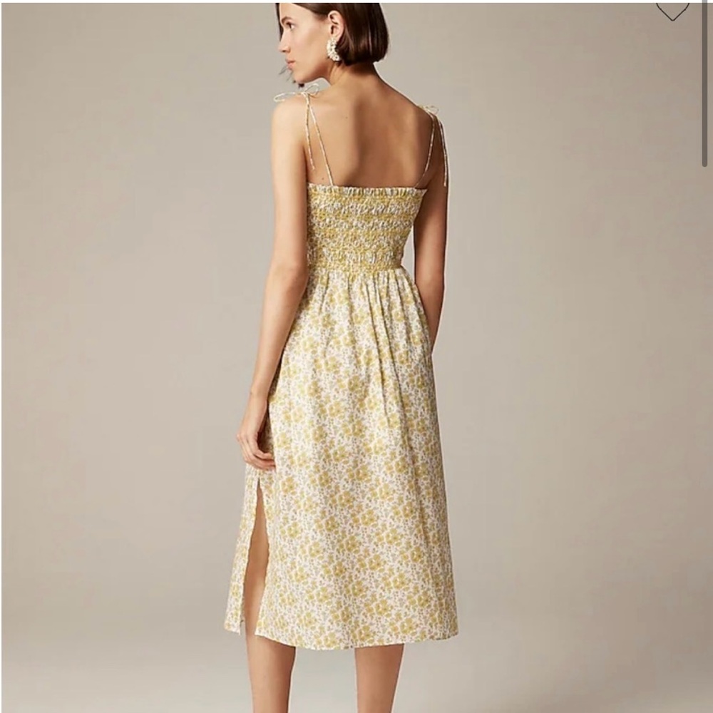 J. Crew Cream Smocked Midi Sundress